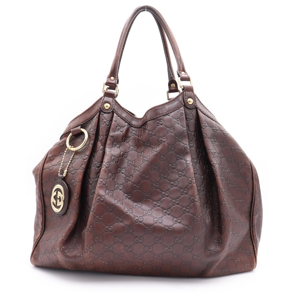 GUCCI(グッチ) グッチシマ レザートートバッグ ハンドバッグ ブラウン 