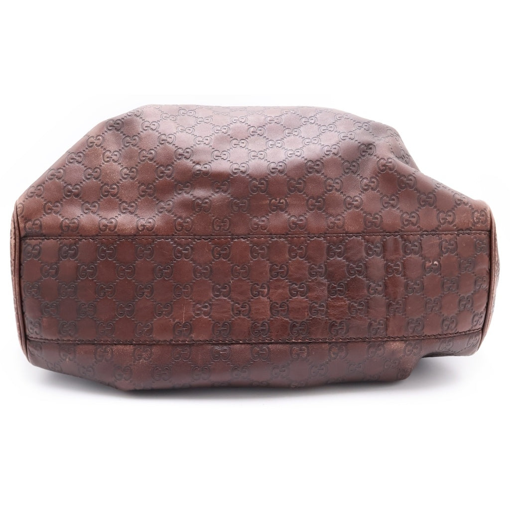 GUCCI(グッチ) グッチシマ レザートートバッグ ハンドバッグ ブラウン ゴールド金具 レディース