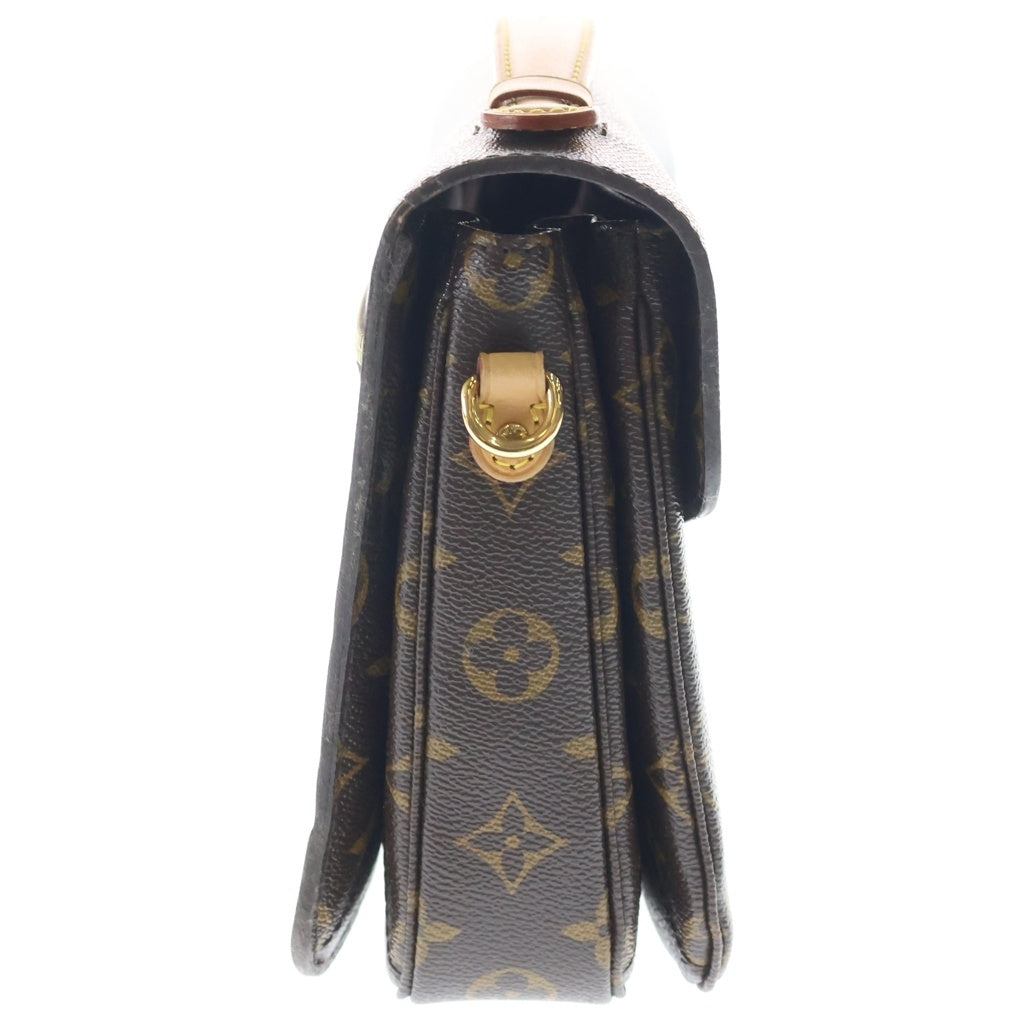 LOUIS VUITTON(ルイヴィトン) モノグラム ポシェットメティスMM ショルダーバッグ ブラウン レザー×PVC M44875 ゴールド金具 レディース