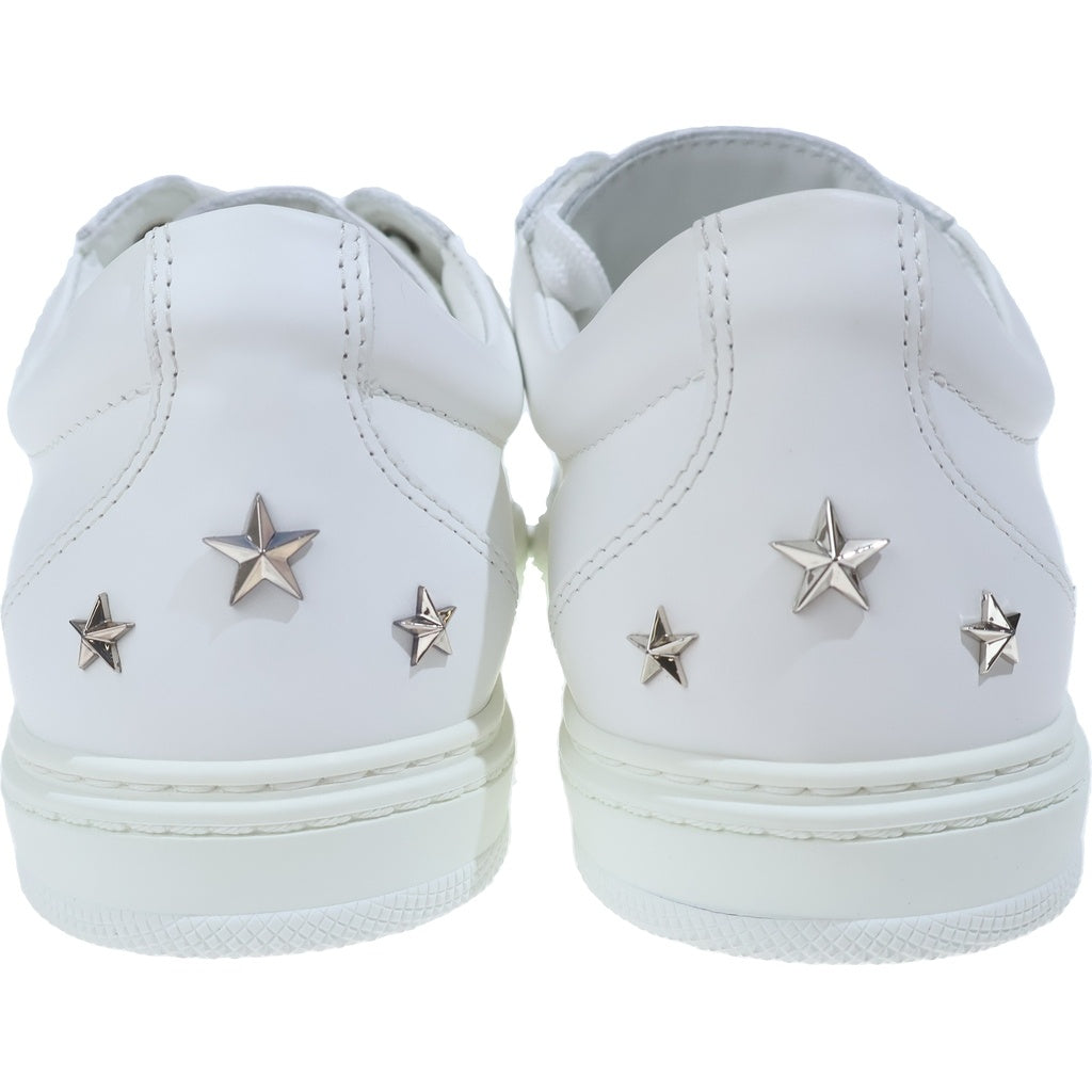 JIMMY CHOO(ジミーチュウ) スタースタッズ レザー レースアップ ローカットシューズ スニーカー ホワイト