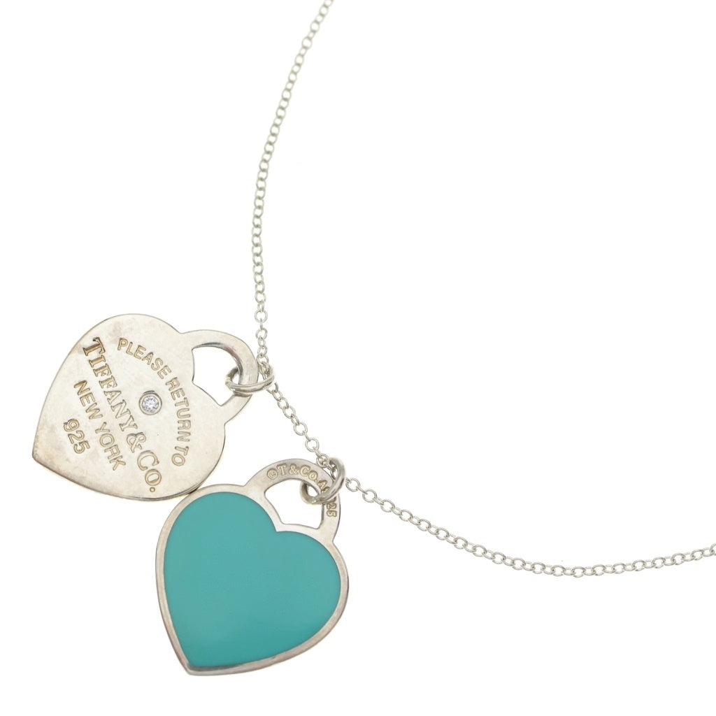 TIFFANY & Co.(ティファニー) リターントゥティファニー ダブルハート タグ Ag925 ネックレス ペンダント シルバー/ブルー レディース
