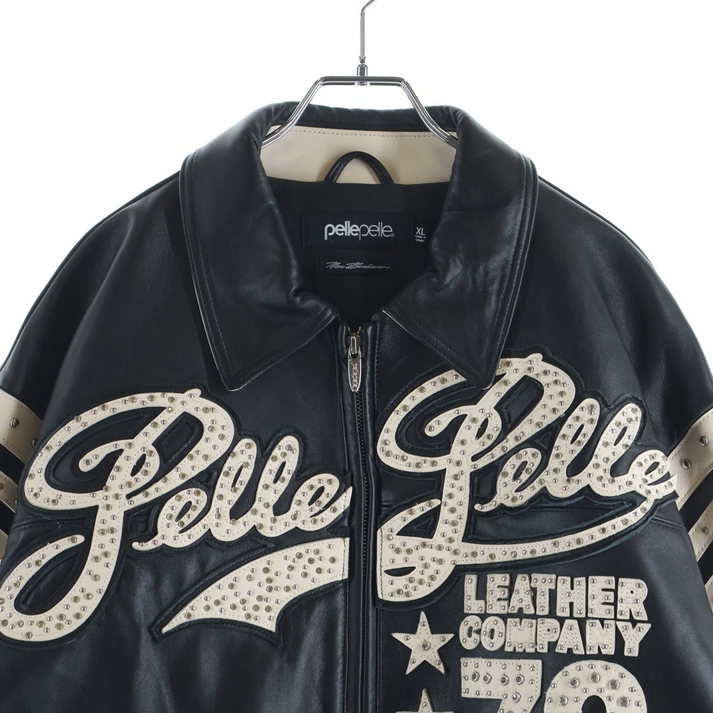 NO BRAND(ノーブランド) Pelle Pelle ENCRUSTED VARSITY JACKET スタッズ レザー ジャケット #XL