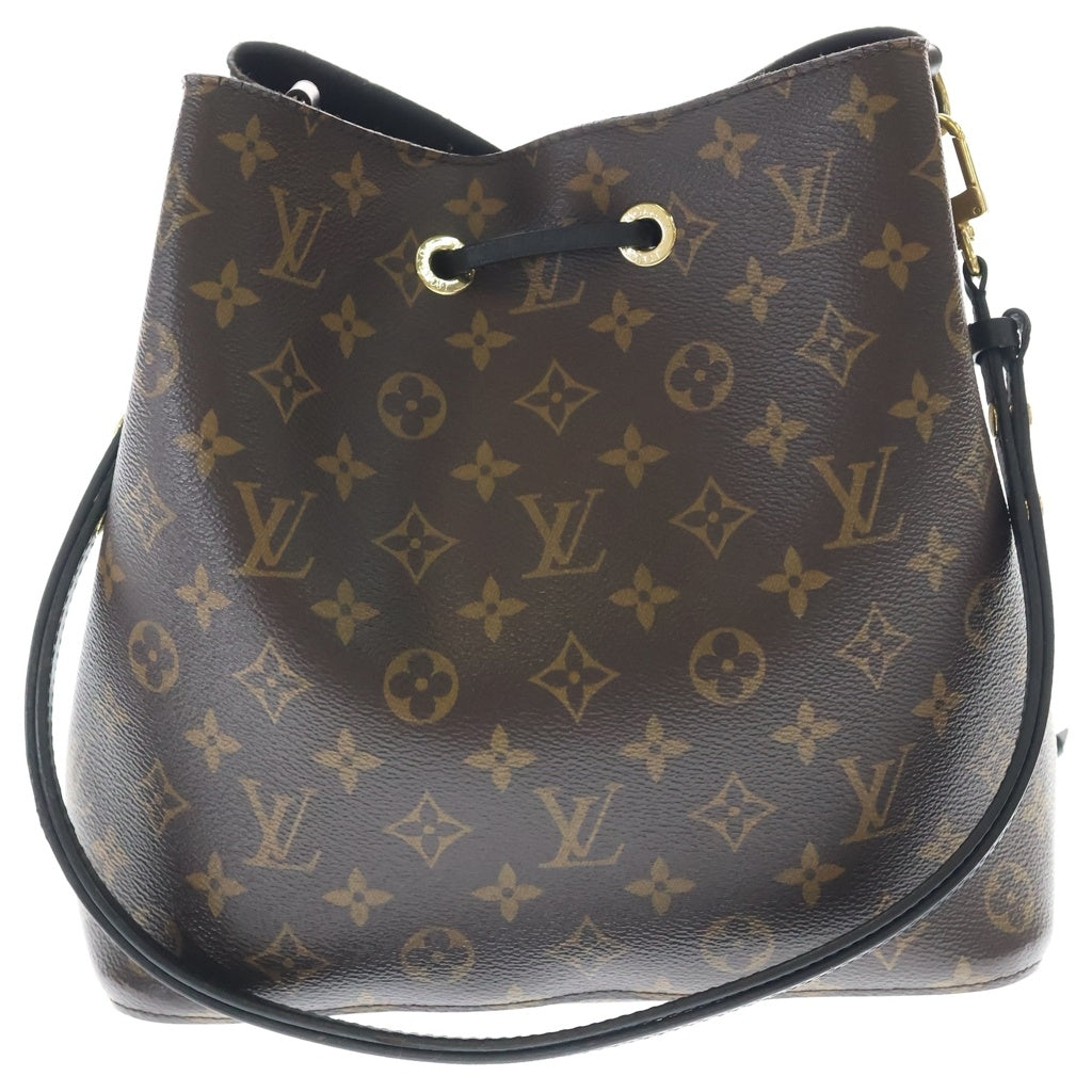 LOUIS VUITTON(ルイヴィトン) モノグラム ネオノエ ショルダーバッグ ブラウン×ブラック レザー×PVC M44020 ゴールド金具 レディース