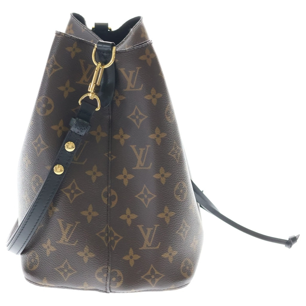 LOUIS VUITTON(ルイヴィトン) モノグラム ネオノエ ショルダーバッグ ブラウン×ブラック レザー×PVC M44020 ゴールド金具 レディース