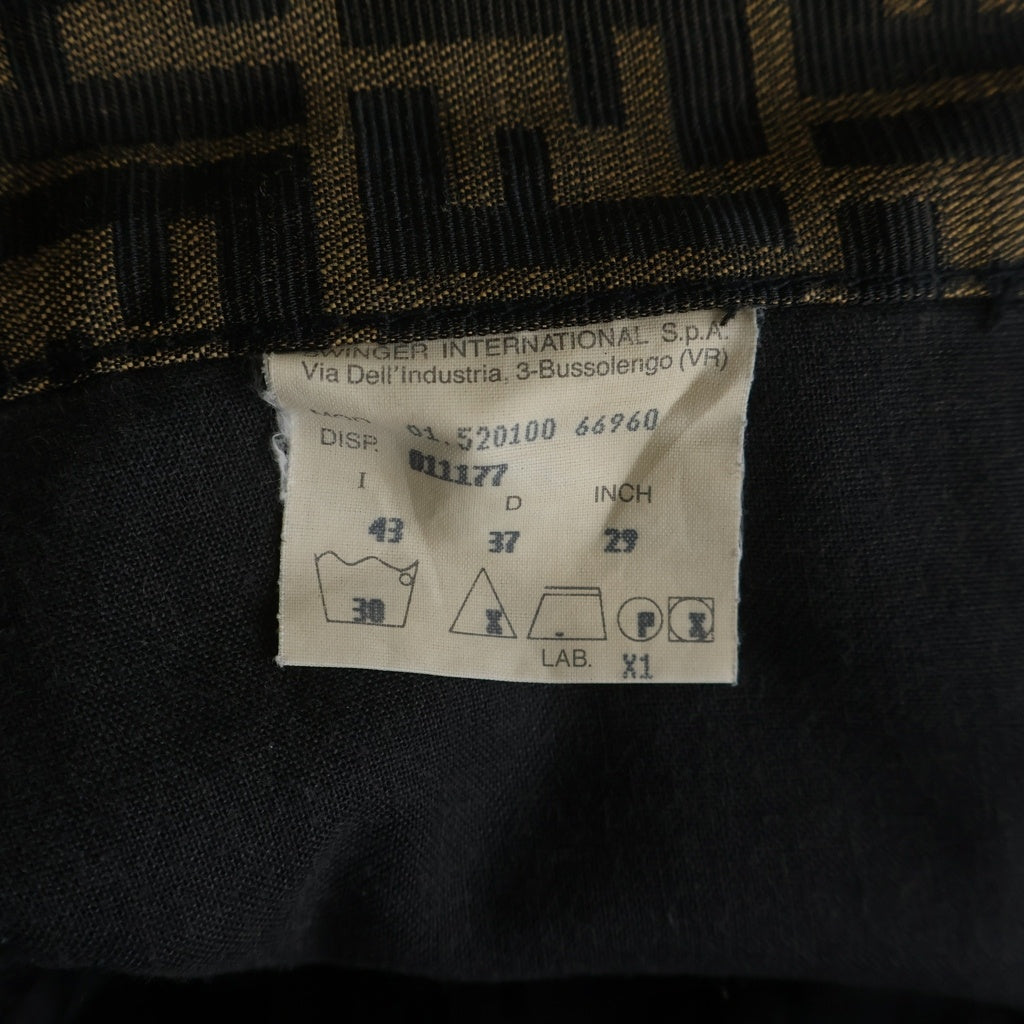 FENDI(フェンディ) OLD ズッカ柄 総柄ストレートパンツ ポリエステル ジップフライ ブラウン/ブラック 01.520100 66960