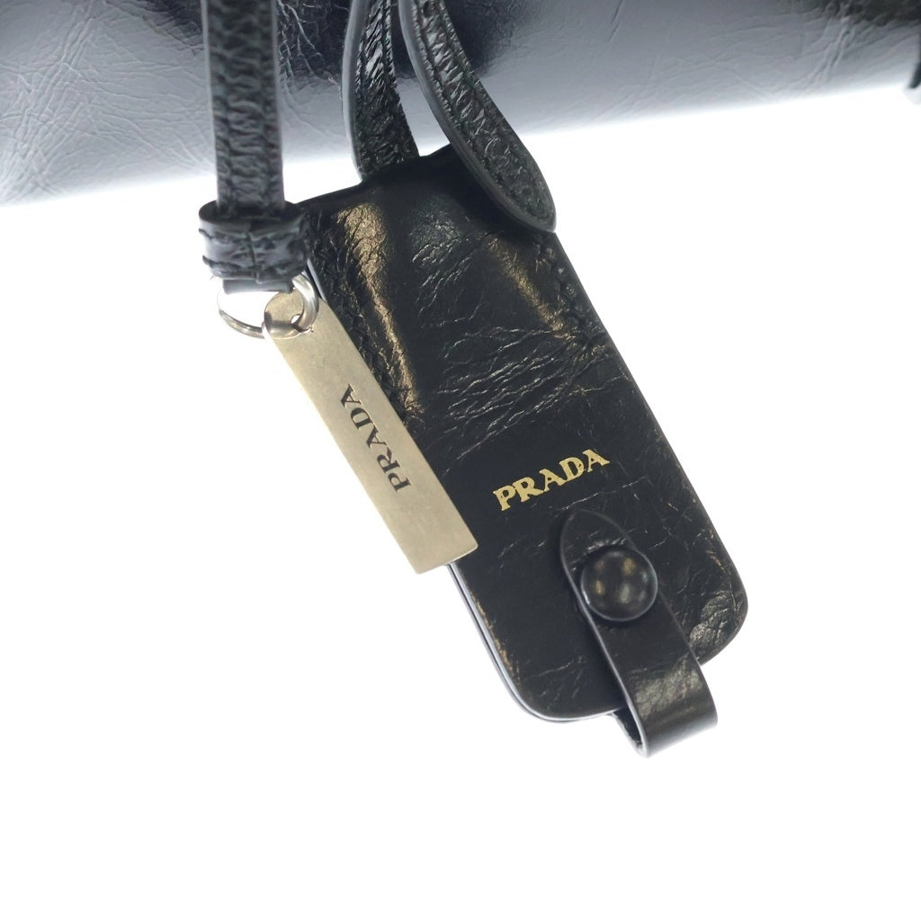 PRADA(プラダ) ソフトラックス ハンドバッグ ブラック レザー 1BG580 シルバー金具 レディース