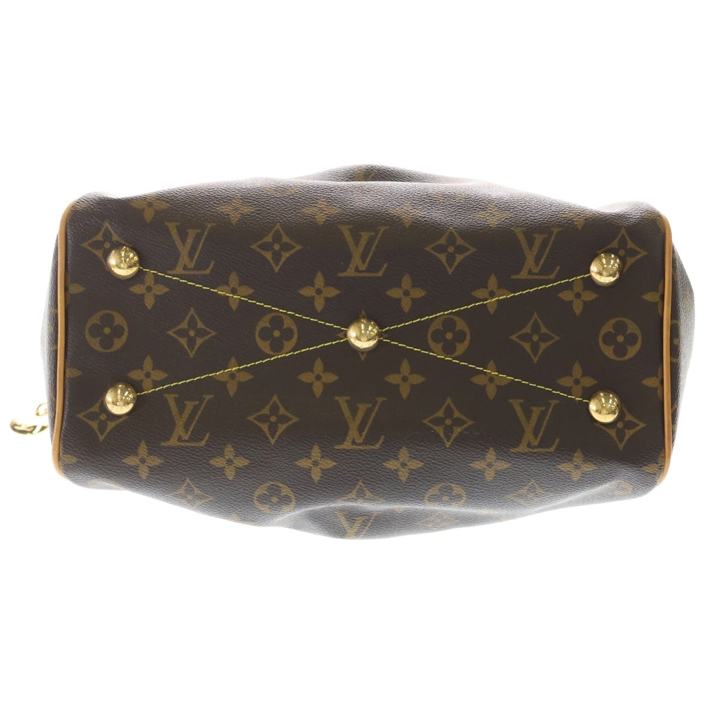 LOUIS VUITTON(ルイヴィトン) モノグラム ティボリPM ハンドバッグ ブラウン レザー×PVC M40143 ゴールド金具 レディース