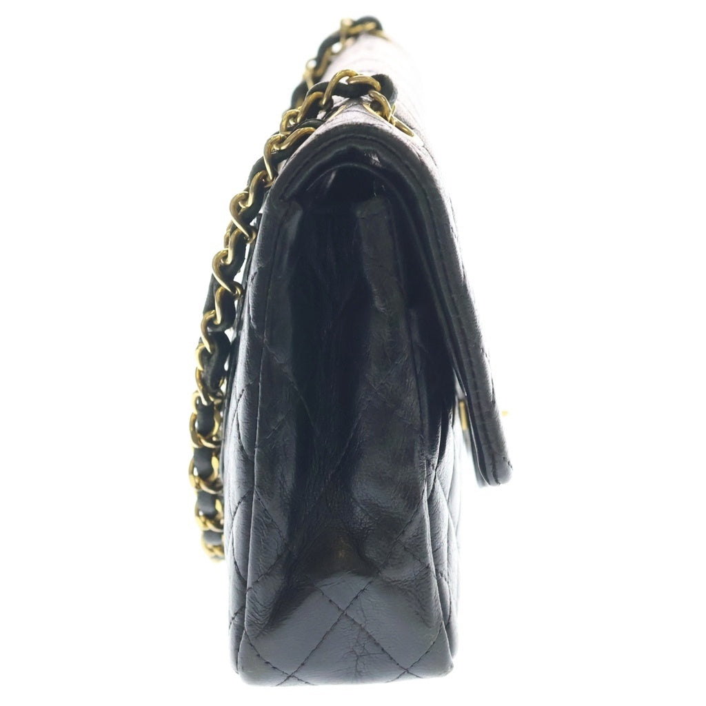 CHANEL(シャネル) マトラッセ25 ラムスキン ゴールド金具 ダブルフラップ ヴィンテージ チェーン ショルダーバッグ ブラック レディース