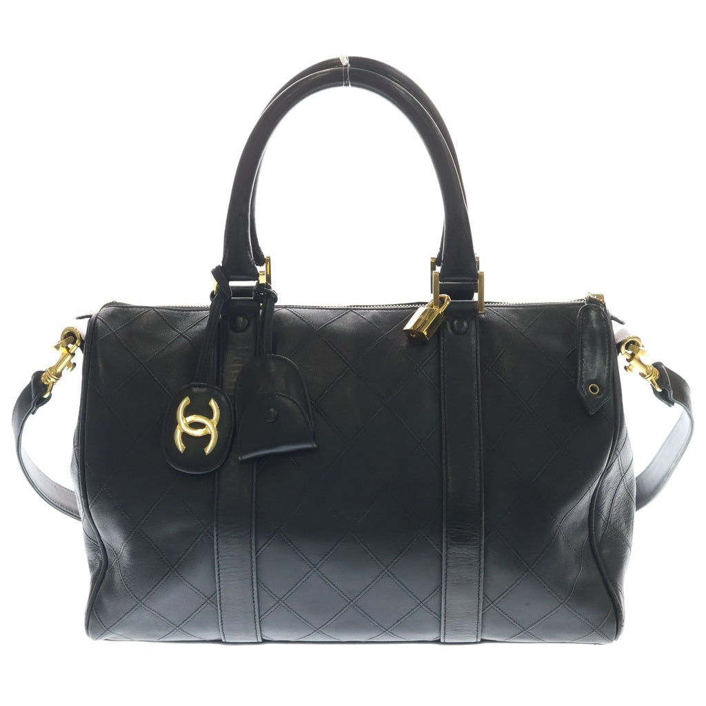 CHANEL(シャネル) ビコローレ35 ラムスキン ゴールド金具 2WAY ハンドバッグ ボストンバッグ ショルダーバッグ ブラック レディース