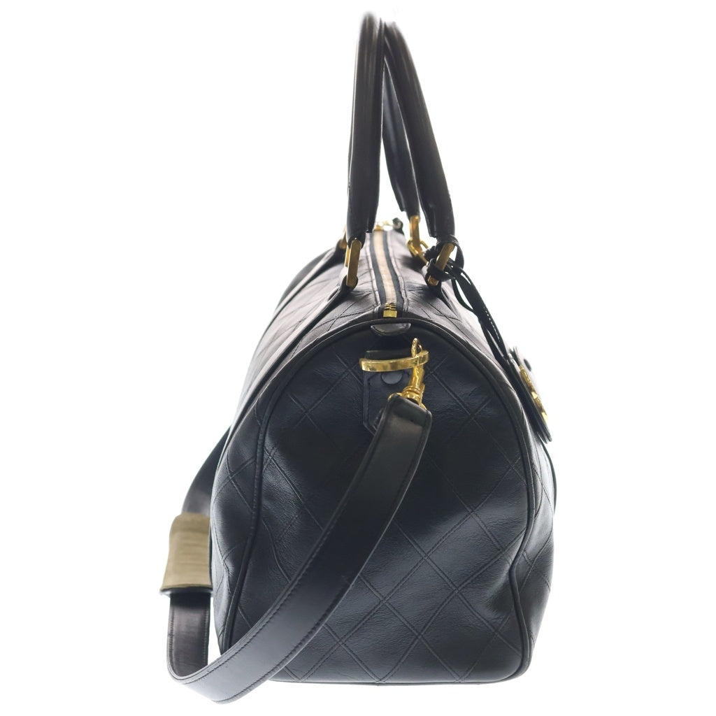 CHANEL(シャネル) ビコローレ35 ラムスキン ゴールド金具 2WAY ハンドバッグ ボストンバッグ ショルダーバッグ ブラック レディース