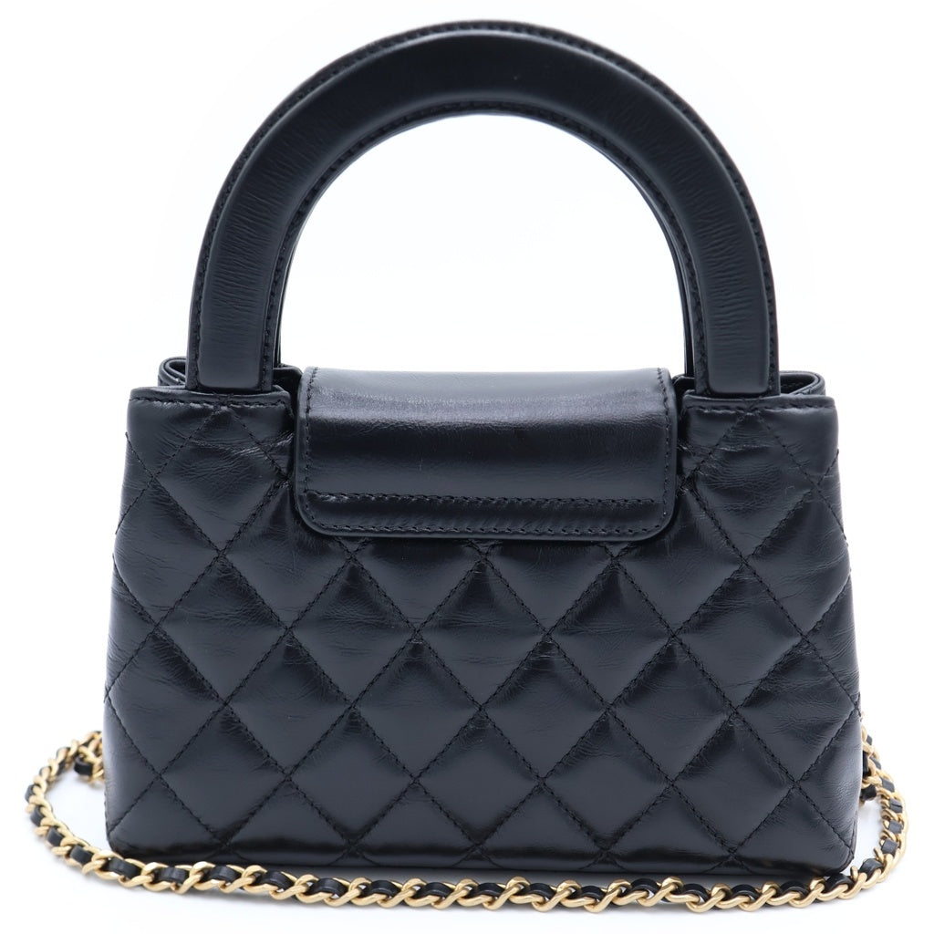 CHANEL(シャネル) ターンロック ミニ ショッピングバッグ チェーンミニショルダーバッグ ブラック シャイニーラムスキン AS4416 ゴールド金具 レディース
