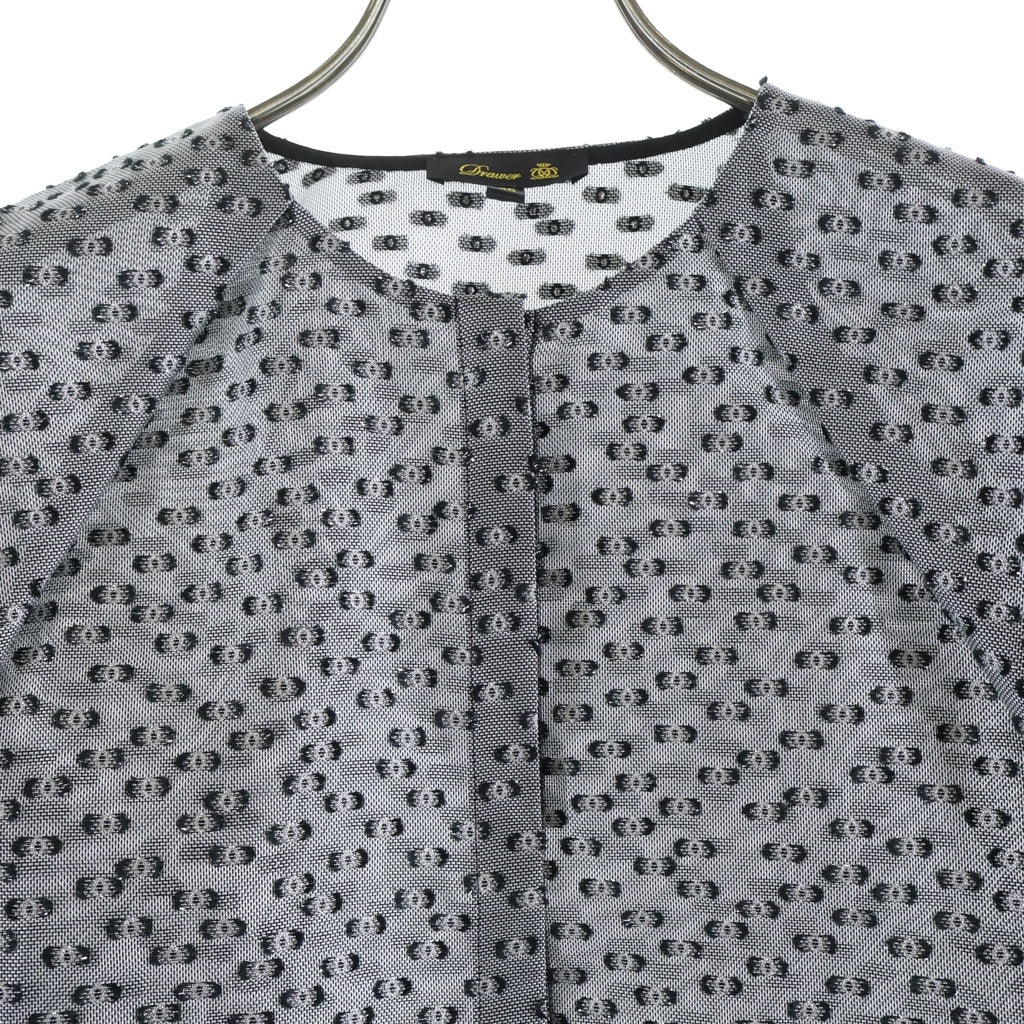 DRAWER(ドゥロワー) Drawer(ドゥロワー) 22AW シルク混合 ジャガード ラグランスリーブ 半袖ブラウス グレー 6521-299-1256 レディース