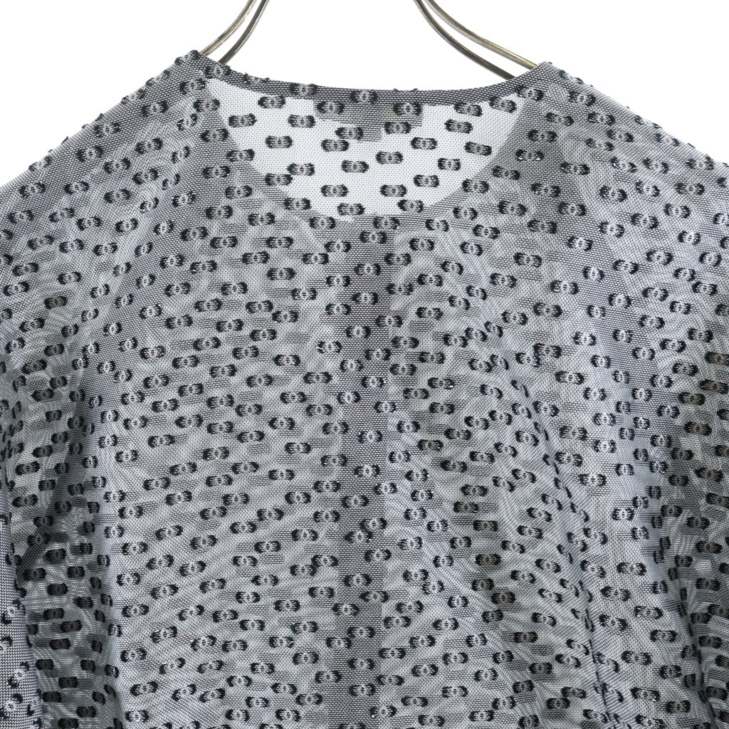DRAWER(ドゥロワー) Drawer(ドゥロワー) 22AW シルク混合 ジャガード ラグランスリーブ 半袖ブラウス グレー 6521-299-1256 レディース