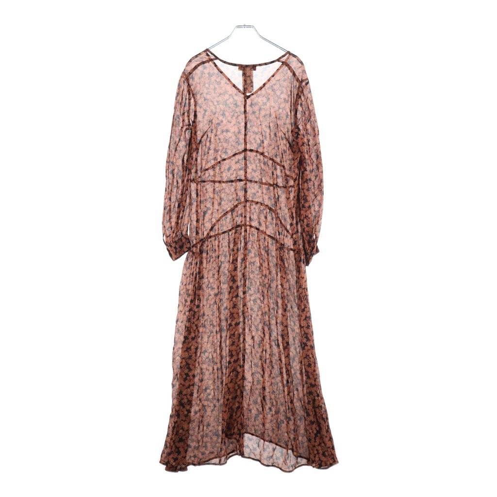MAX&CO(マックス アンド コー) 花柄長袖ワンピース ドレス ビスコース レッド/ブラック 82241320 レディース