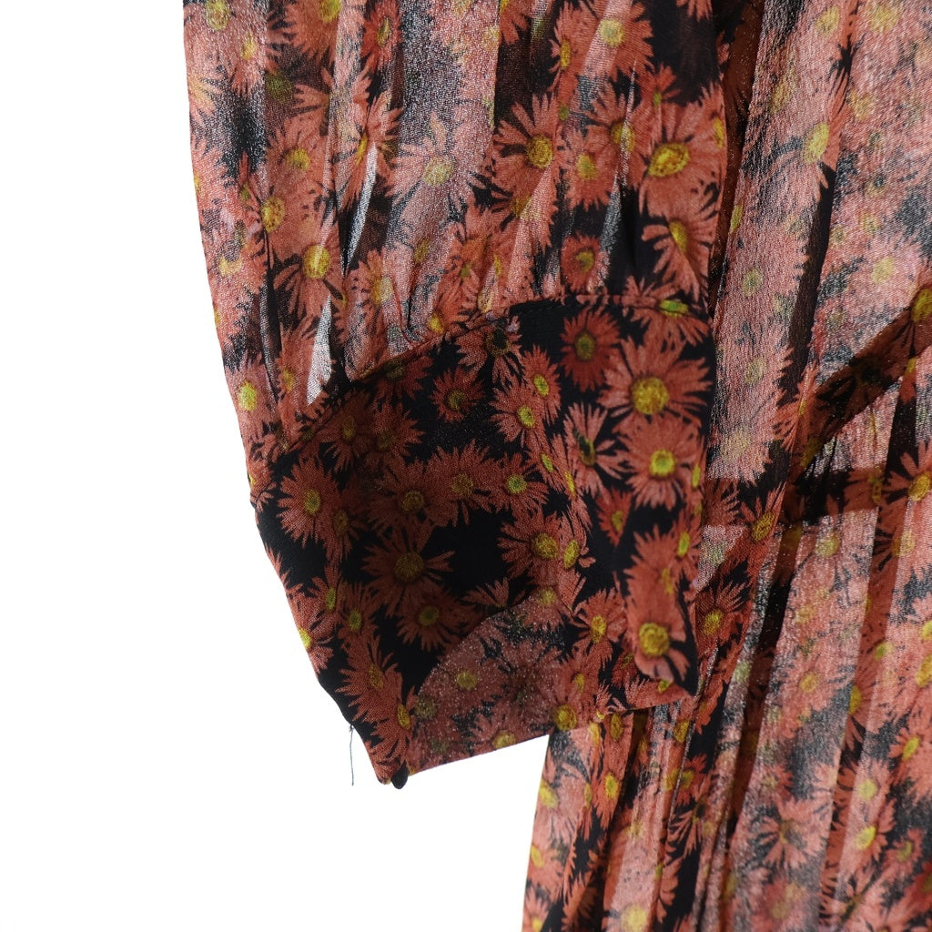 MAX&CO(マックス アンド コー) 花柄長袖ワンピース ドレス ビスコース レッド/ブラック 82241320 レディース
