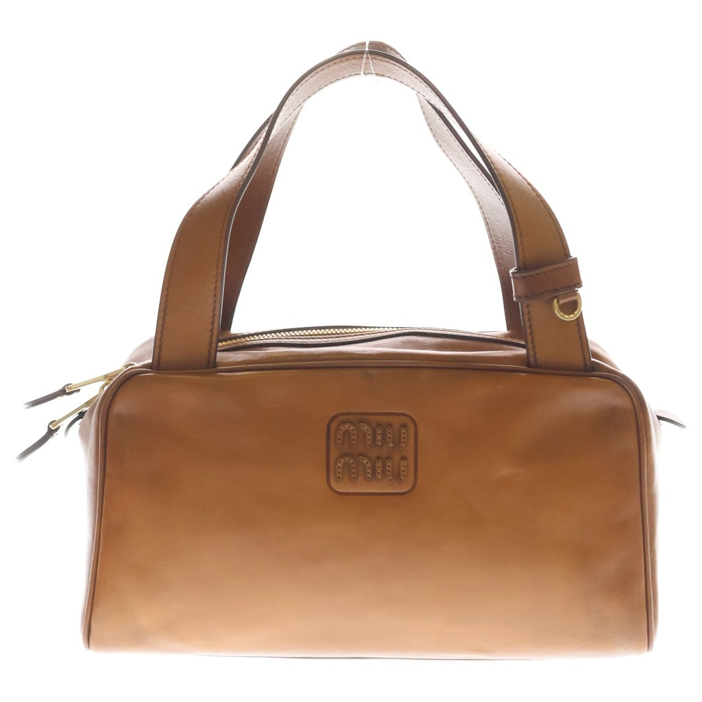 miumiu(ミュウミュウ) トップハンドルバッグ ブラウン レザー 5BB182 ゴールド金具 レディース