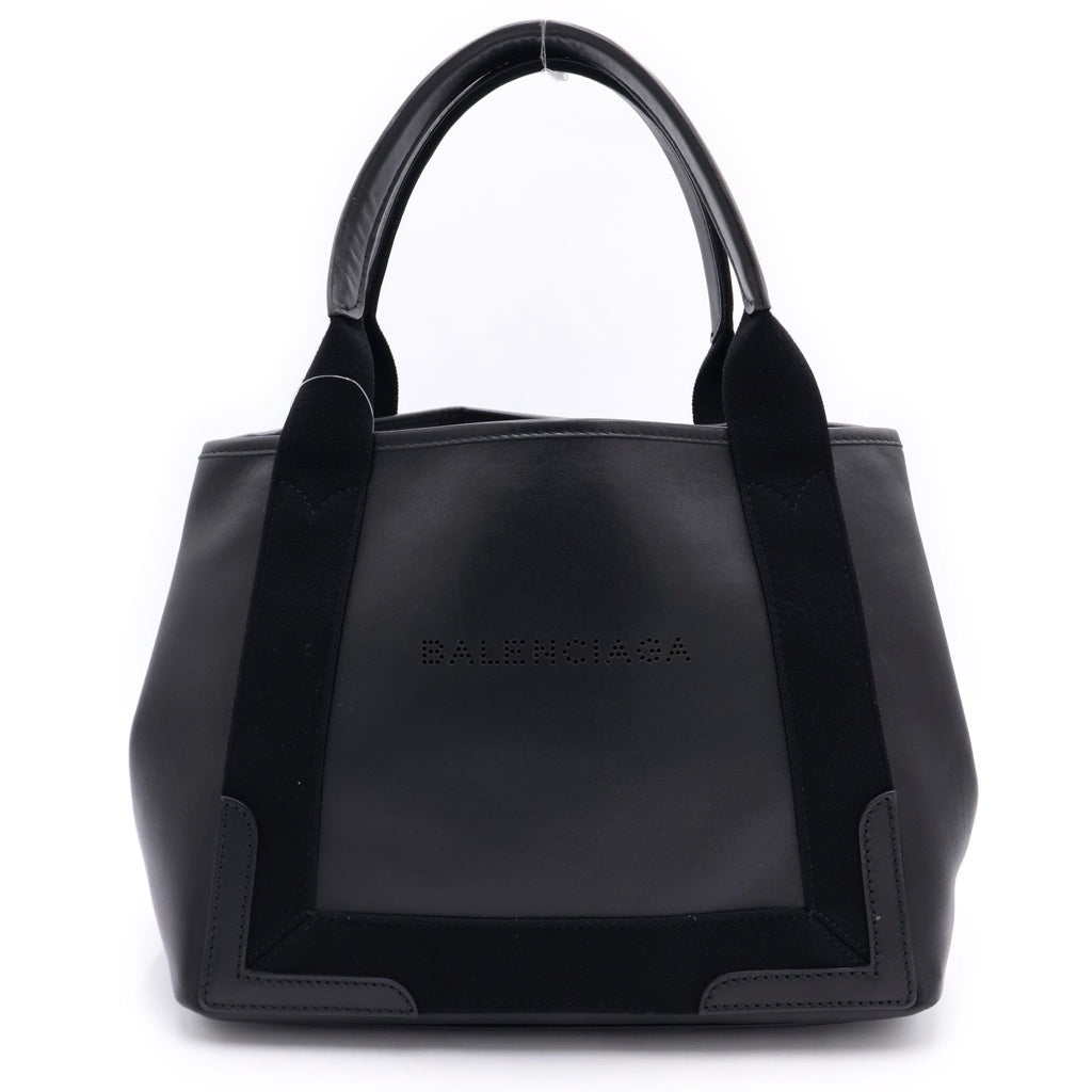 BALENCIAGA(バレンシアガ) ネイビーカバス ハンドバッグ キャンバス レザー ブラック 339933 レディース