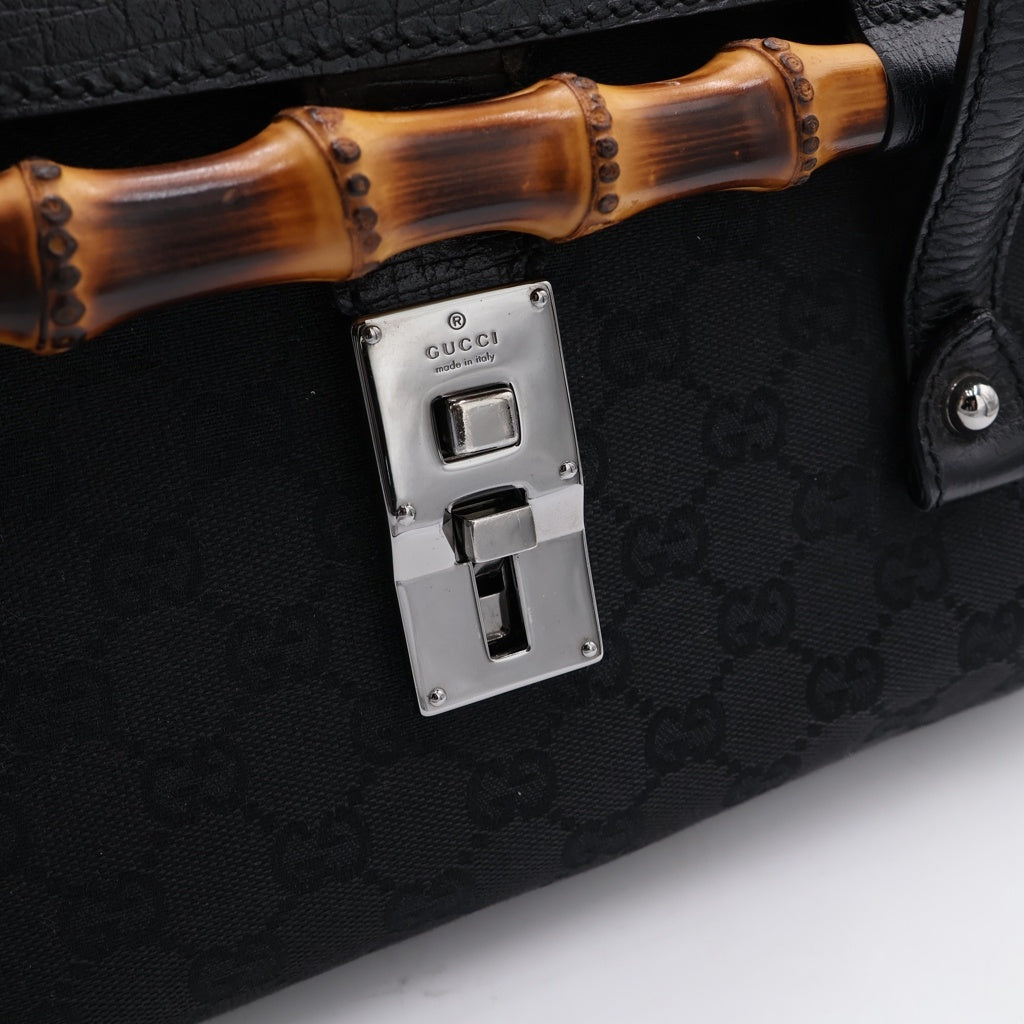 GUCCI(グッチ) バンブー ハンドバッグ GGキャンバス レザー ブラック 111713 レディース