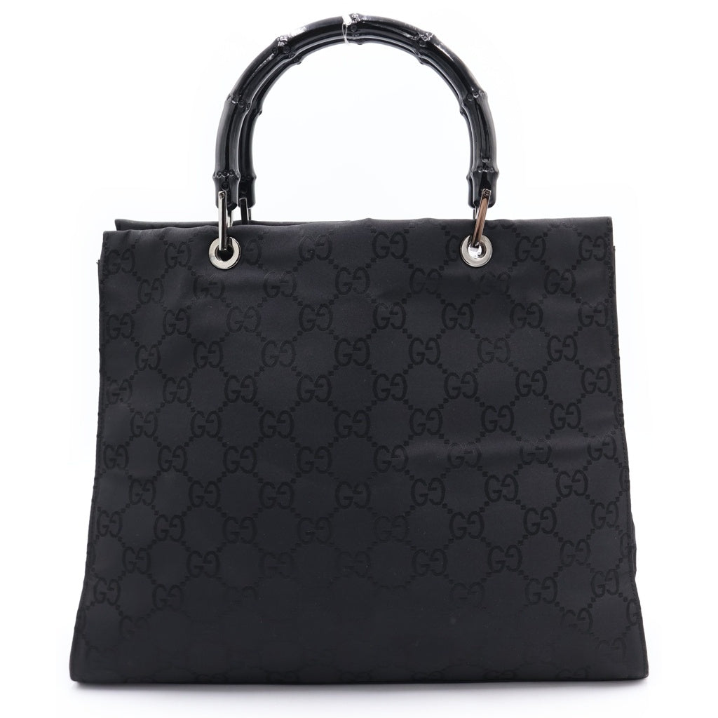 GUCCI(グッチ) トートバック バンブー GGキャンバス シルバー金具 ナイロン ブラック レディース