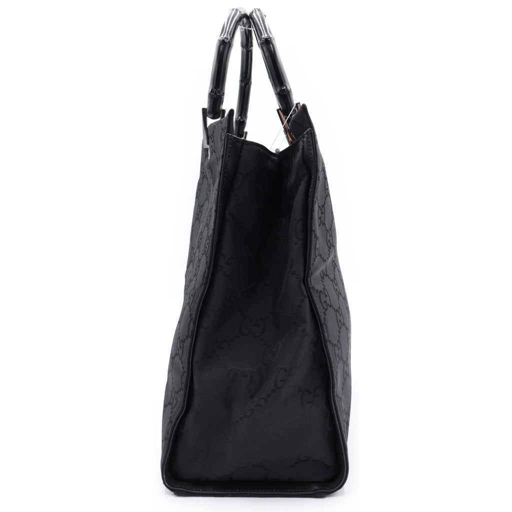 GUCCI(グッチ) トートバック バンブー GGキャンバス シルバー金具 ナイロン ブラック レディース
