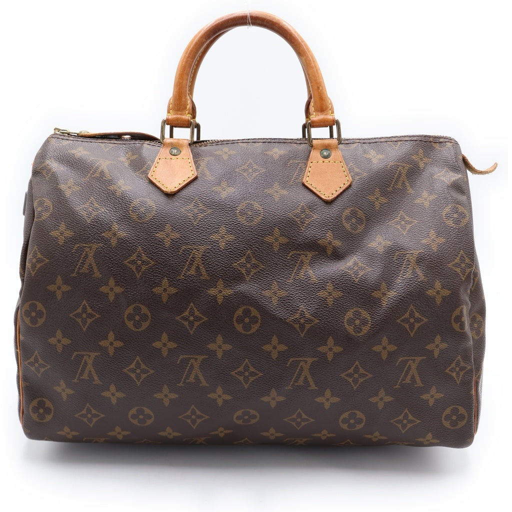 LOUIS VUITTON(ルイヴィトン) モノグラム スピーディ35 ボストンバッグ ハンドバッグ ブラウン レザー×PVC M41107 ゴールド金具 レディース