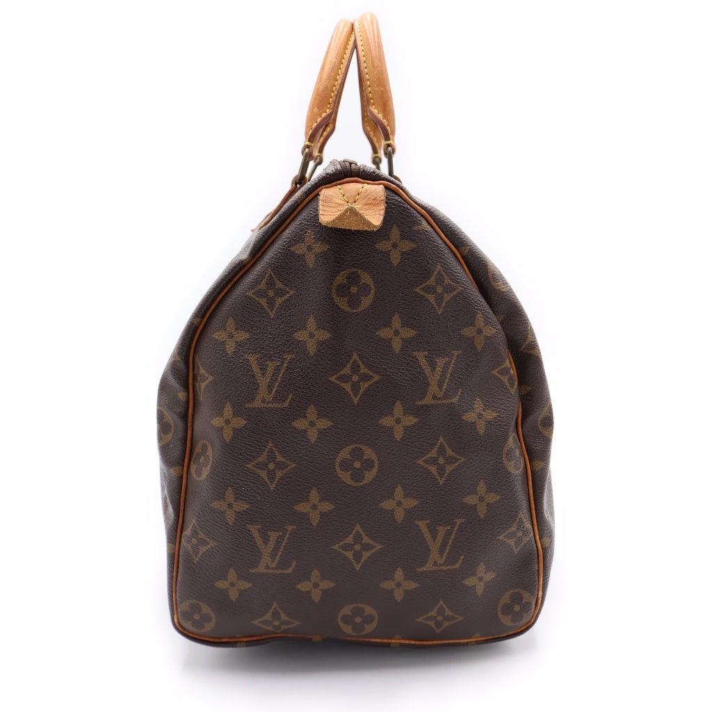 LOUIS VUITTON(ルイヴィトン) モノグラム スピーディ35 ボストンバッグ ハンドバッグ ブラウン レザー×PVC M41107 ゴールド金具 レディース