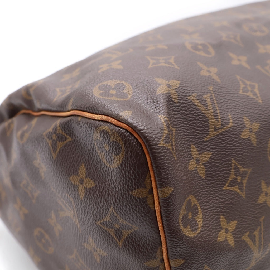 LOUIS VUITTON(ルイヴィトン) モノグラム スピーディ35 ボストンバッグ ハンドバッグ ブラウン レザー×PVC M41107 ゴールド金具 レディース