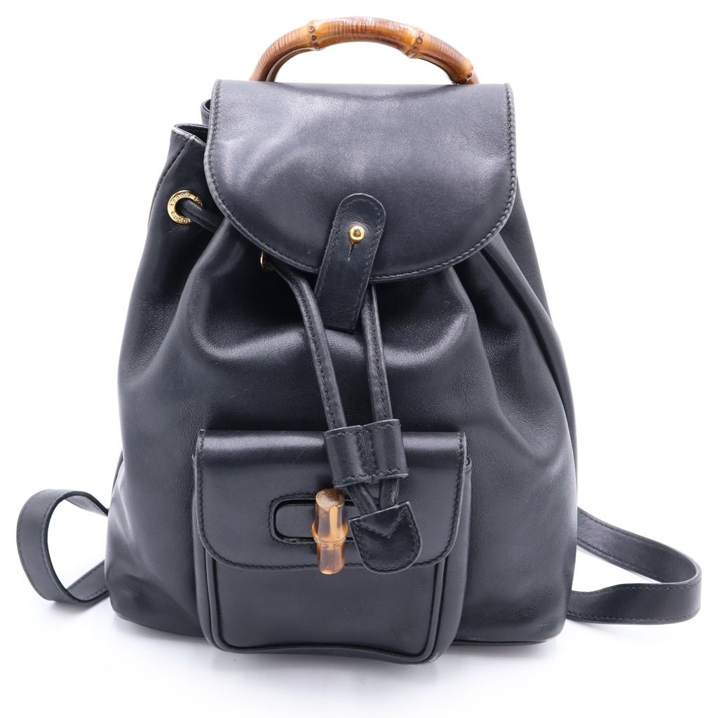 GUCCI(グッチ) オールド バンブー レザー バックパック リュックサック ブラック 003.1705.0030 レディース