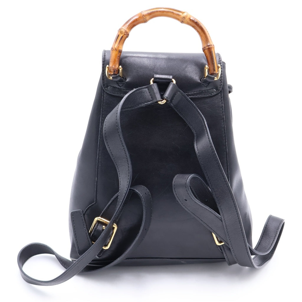 GUCCI(グッチ) オールド バンブー レザー バックパック リュックサック ブラック 003.1705.0030 レディース