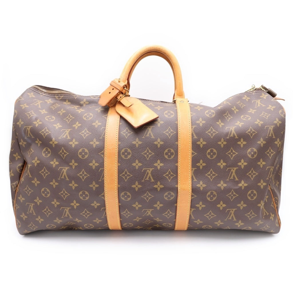 LOUIS VUITTON(ルイヴィトン) モノグラム キーポル55 ボストンバッグ ハンドバッグ トラベルバッグ ブラウン レザー×PVC M41424 ゴールド金具 レディース