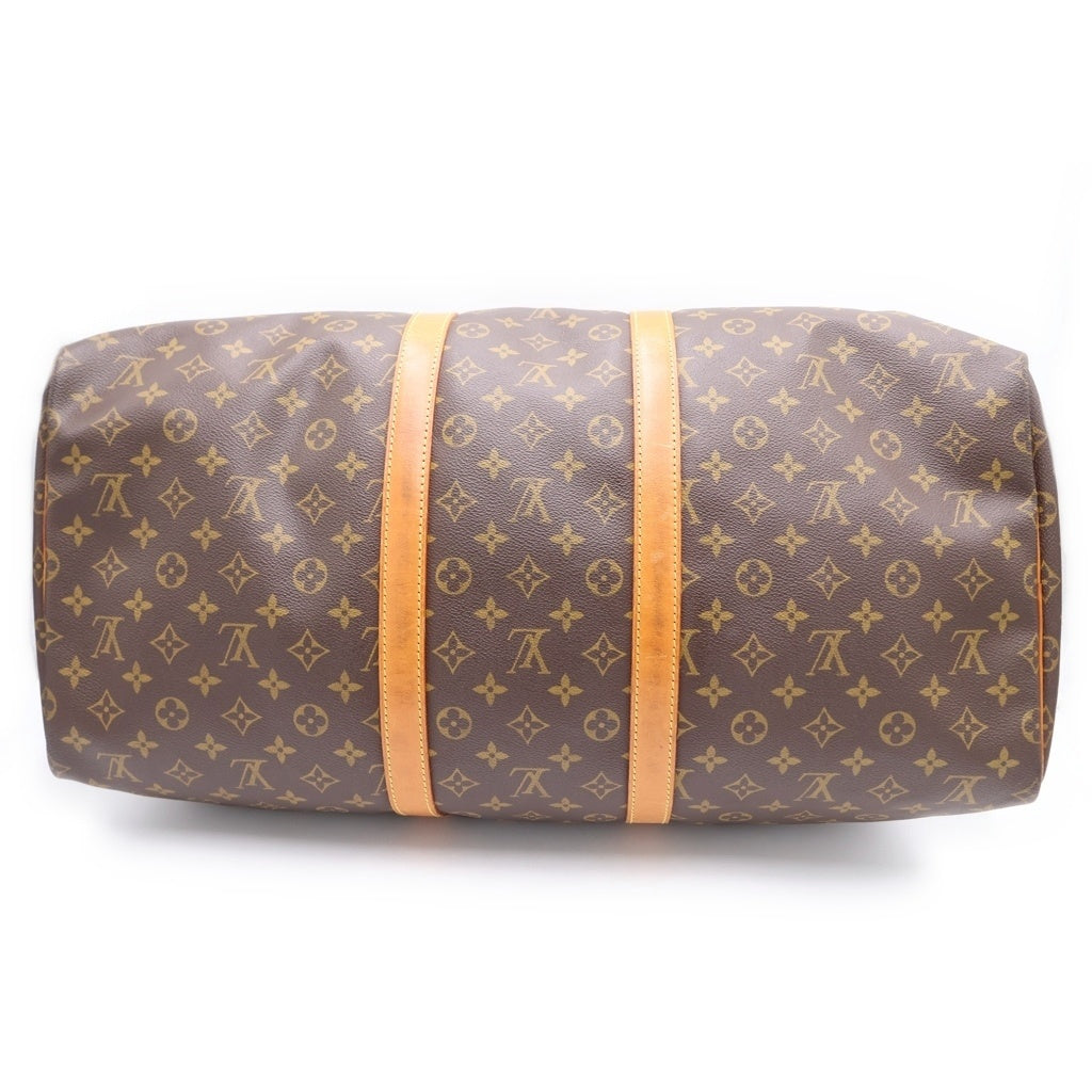 LOUIS VUITTON(ルイヴィトン) モノグラム キーポル55 ボストンバッグ ハンドバッグ トラベルバッグ ブラウン レザー×PVC M41424 ゴールド金具 レディース