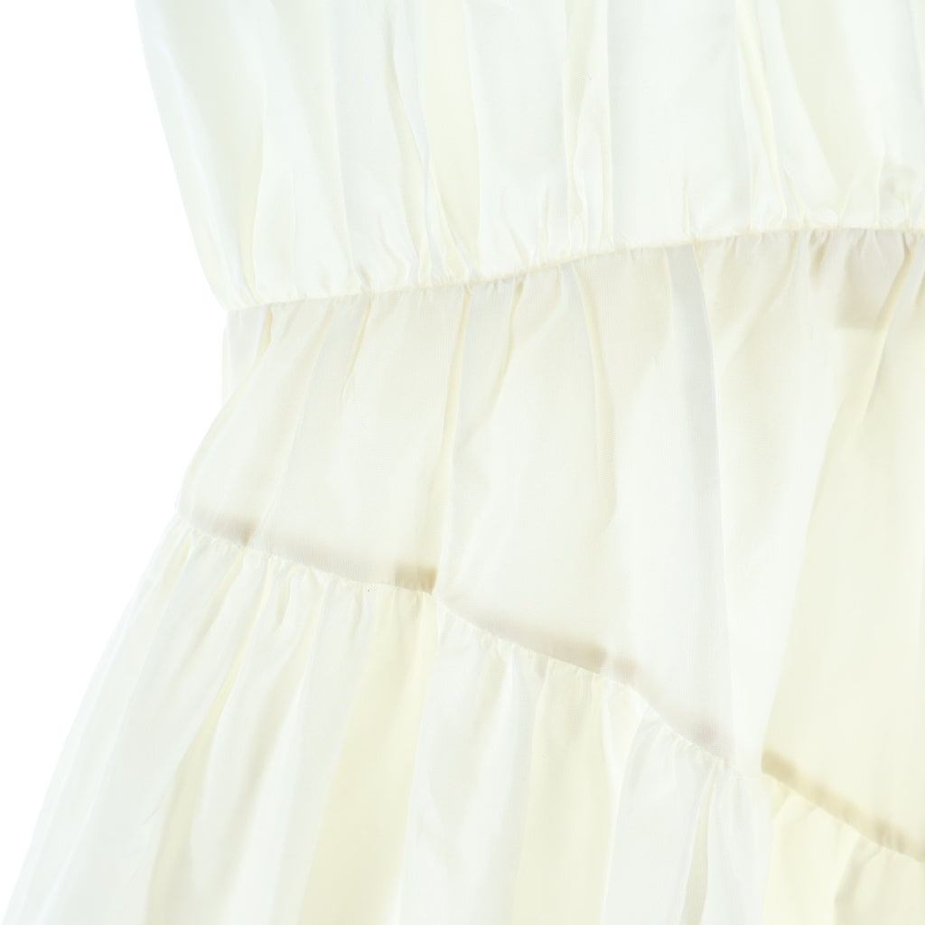 Christian Dior(クリスチャンディオール) SLEEVELESS BELTED TAFFETA GOWN DRESS ノースリーブギャザードレス ポリエステル シルク フランス製 ホワイト 411R60A2452 レディース