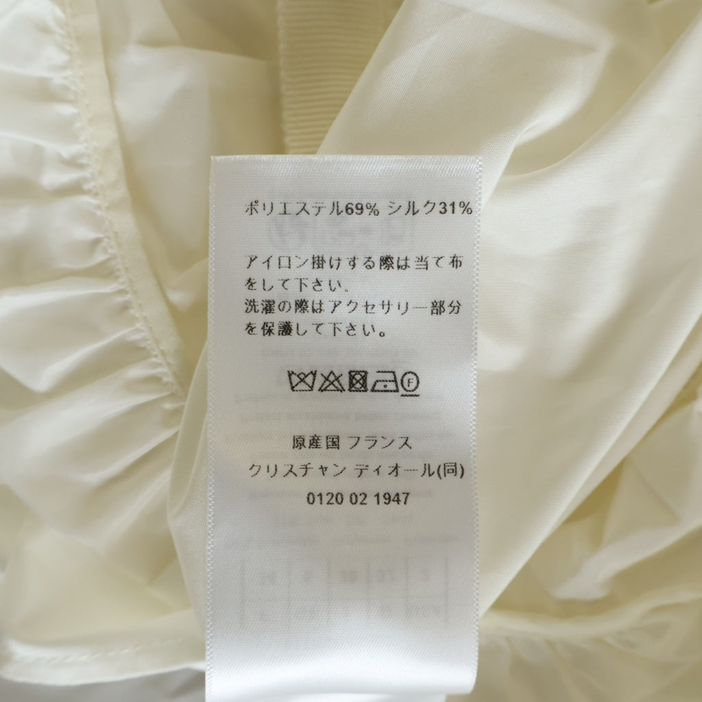 Christian Dior(クリスチャンディオール) SLEEVELESS BELTED TAFFETA GOWN DRESS ノースリーブギャザードレス ポリエステル シルク フランス製 ホワイト 411R60A2452 レディース