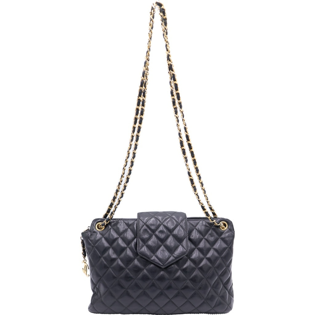 CHANEL(シャネル) ココマーク シングルチェーンショルダーバッグ ブラック レザー ゴールド金具 レディース