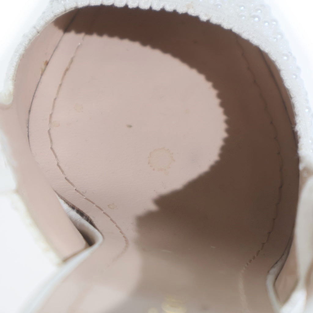 Christian Dior(クリスチャンディオール) J'Adior ロゴ スリングバックパンプス レザー ラインストーン ポインテッドトゥ ピンヒール サンダル シューズ #37 ホワイト レディース
