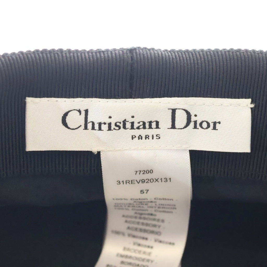 Christian Dior(クリスチャンディオール) エンブロイダリー コットン キャスケット セーラーキャップ #57 ブラック レディース