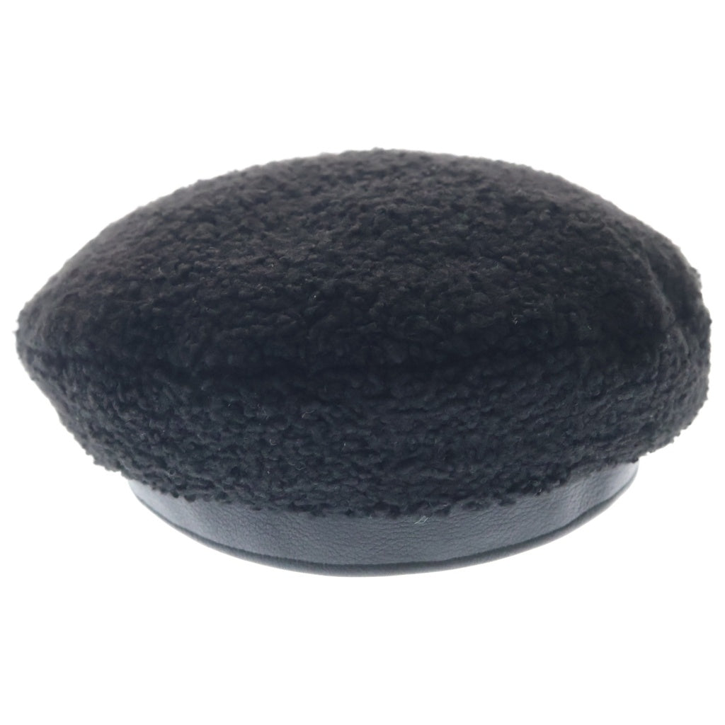 HERMES(エルメス) ムートンファー ベレー帽 帽子 #57 ブラック レディース