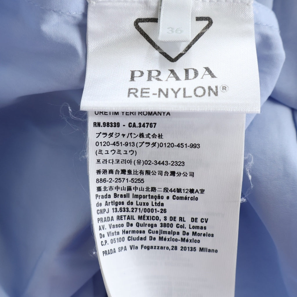 PRADA(プラダ) トライアングルロゴ コットン ドッキング ロングスリーブシャツ #36 ブルー/ブラック レディース