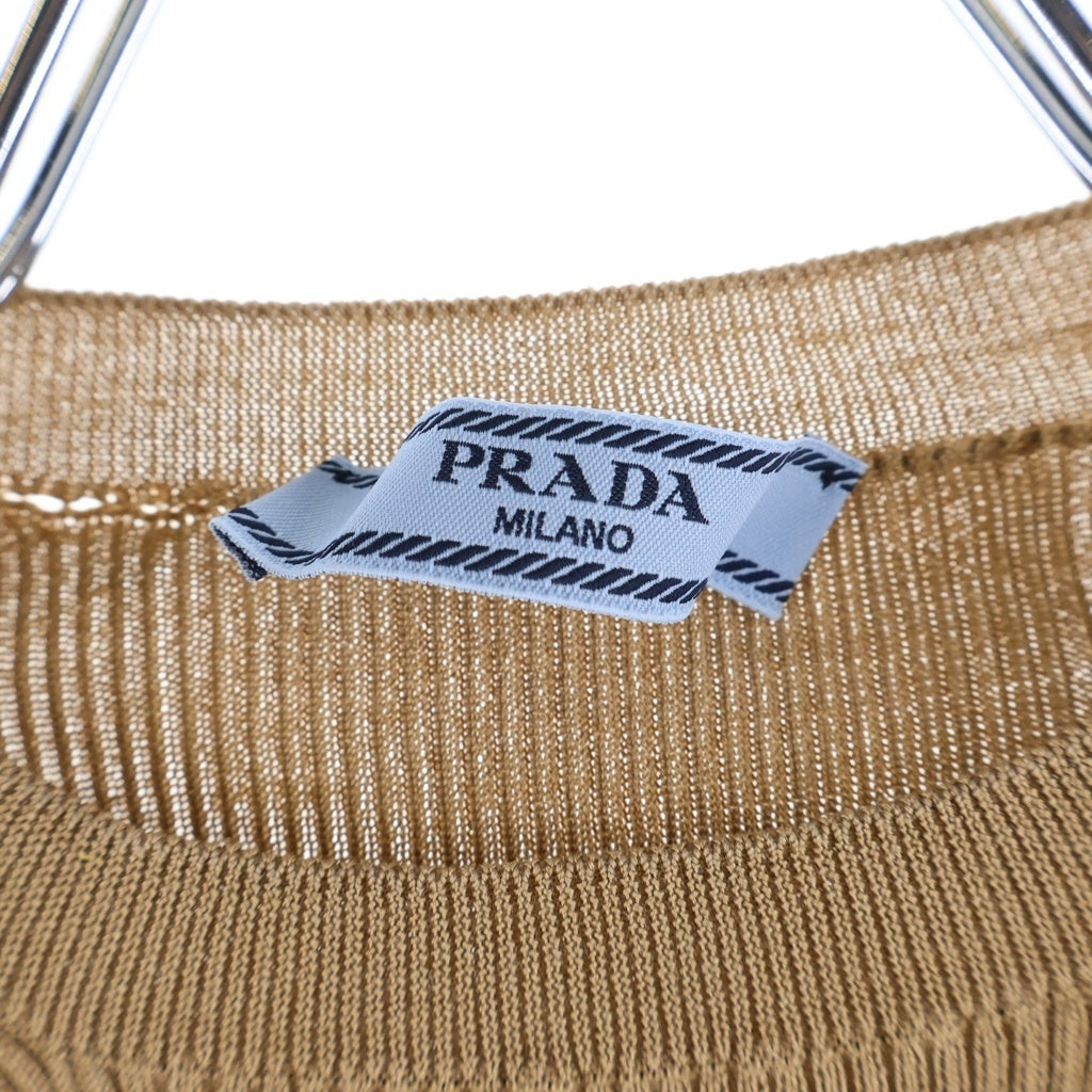 PRADA(プラダ) ロゴジャガード シルク クロップド 長袖 ニット セーター ブラウン レディース P24S16