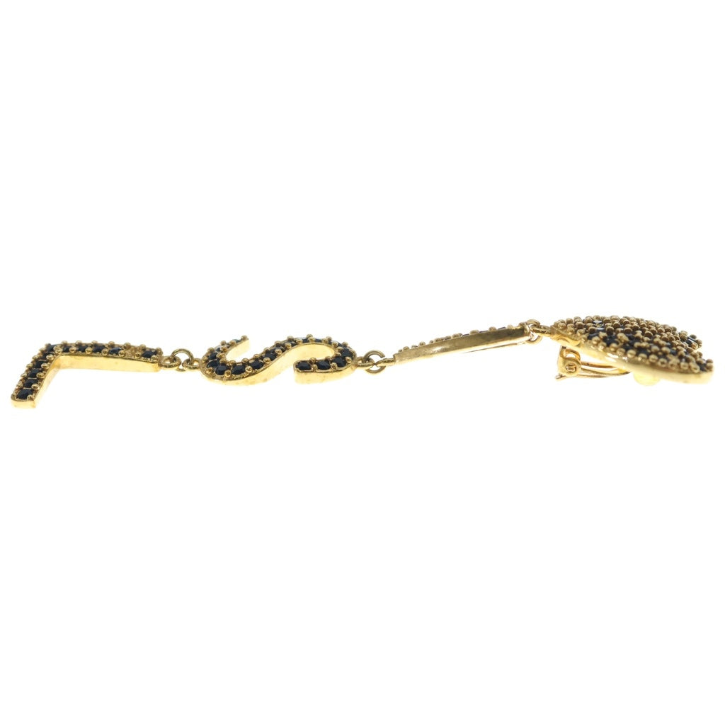 SAINT LAURENT PARIS(サンローランパリ) オピウム ロゴハートイヤリング ブラック×ゴールド レディース