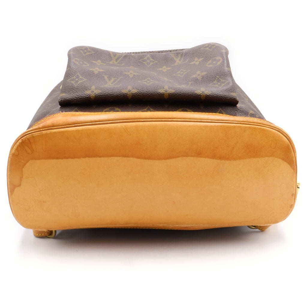 LOUIS VUITTON(ルイヴィトン) モノグラム モンスリGM リュックサック バックパック ブラウン レザー×PVC M51135 ゴールド金具 レディース