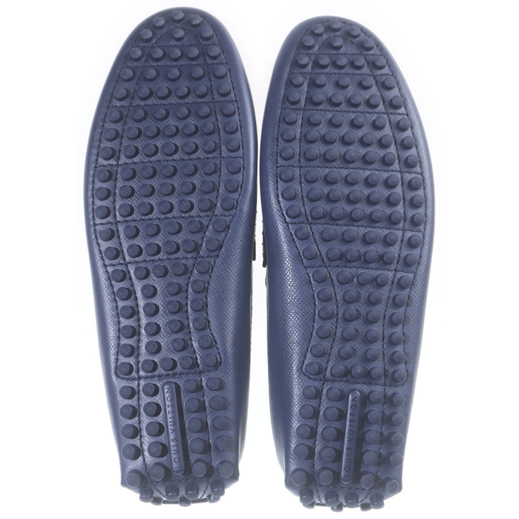 LOUIS VUITTON(ルイヴィトン) LV シルバーストーン モカシン フラットシューズ 革靴 レザー ネイビー 1AHRLU