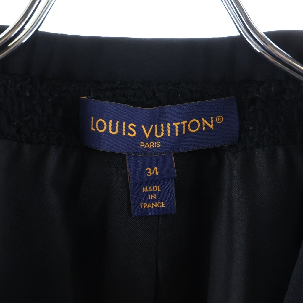 LOUIS VUITTON(ルイヴィトン) ウール×ナイロン ツイードジャケット チェーン付 ノーカラージャケット #34 ブラック RW241WA GFE FQVB96 レディース