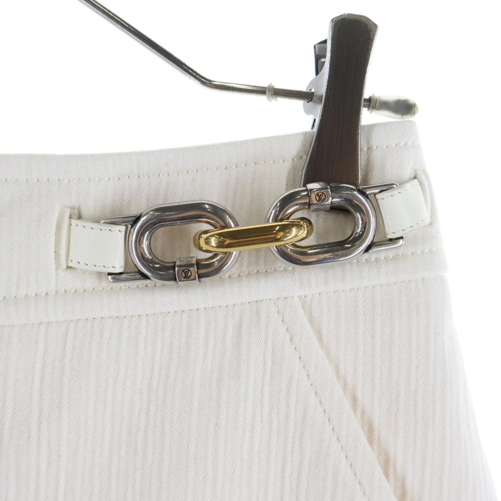 LOUIS VUITTON(ルイヴィトン) チェーン金具 ポリエステル×コットン スリット ロングスカート タイトスカート #34 ホワイト RW232W Y20FPSK13 レディース