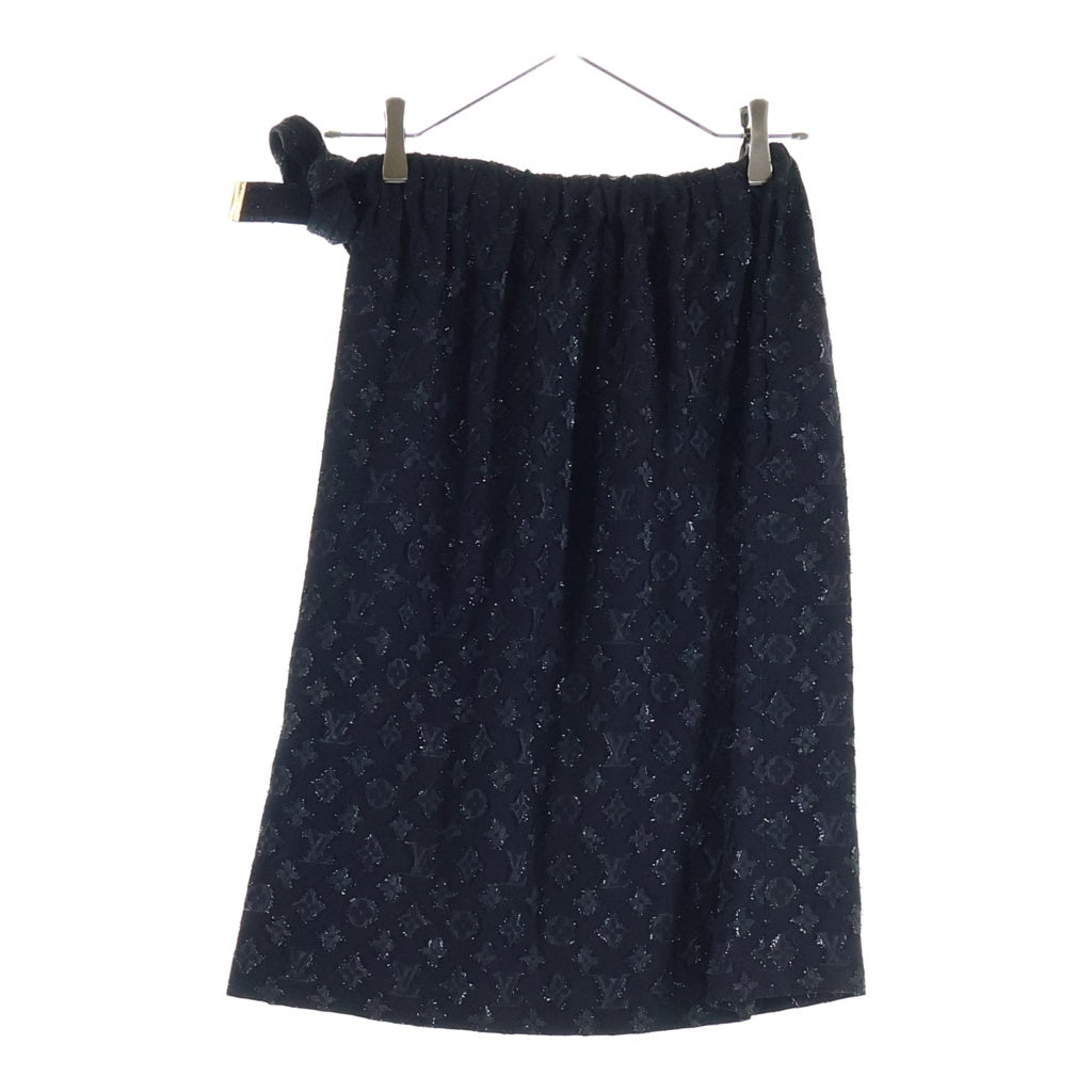 LOUIS VUITTON(ルイヴィトン) モノグラム シルク フロントボタン ミディアムスカート タイトスカート #34 ブラック EW231W XGR FOSK34 レディース
