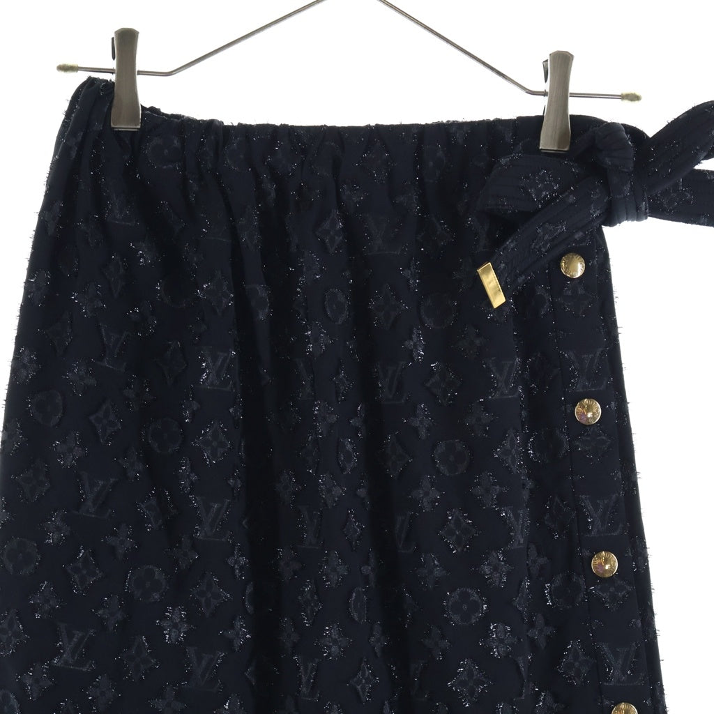 LOUIS VUITTON(ルイヴィトン) モノグラム シルク フロントボタン ミディアムスカート タイトスカート #34 ブラック EW231W XGR FOSK34 レディース