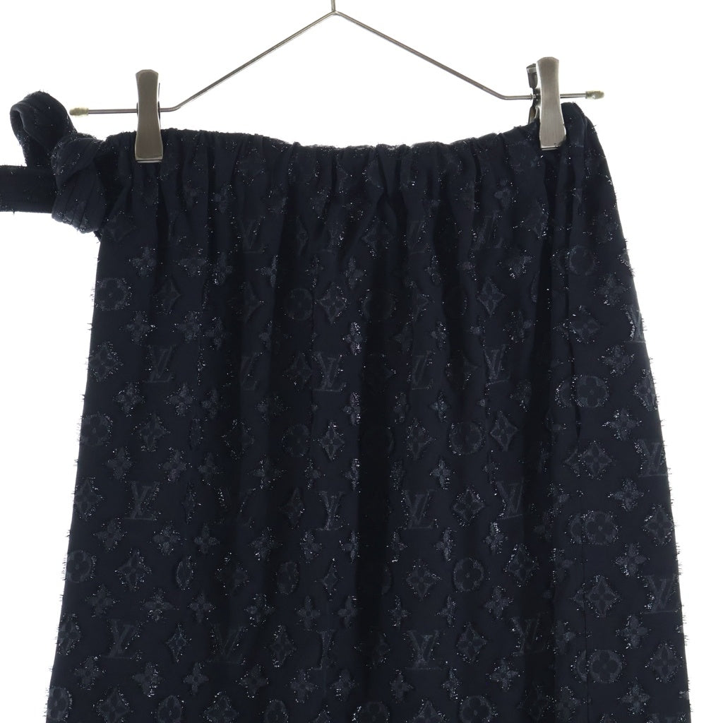 LOUIS VUITTON(ルイヴィトン) モノグラム シルク フロントボタン ミディアムスカート タイトスカート #34 ブラック EW231W XGR FOSK34 レディース
