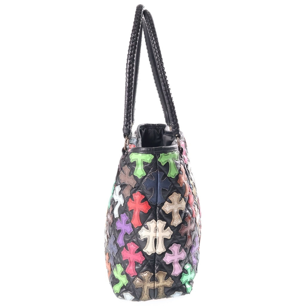 CHROME HEARTS(クロムハーツ) FS TOTE MULTI FSトート マルチクロスパッチ レザー ブラック/マルチカラー