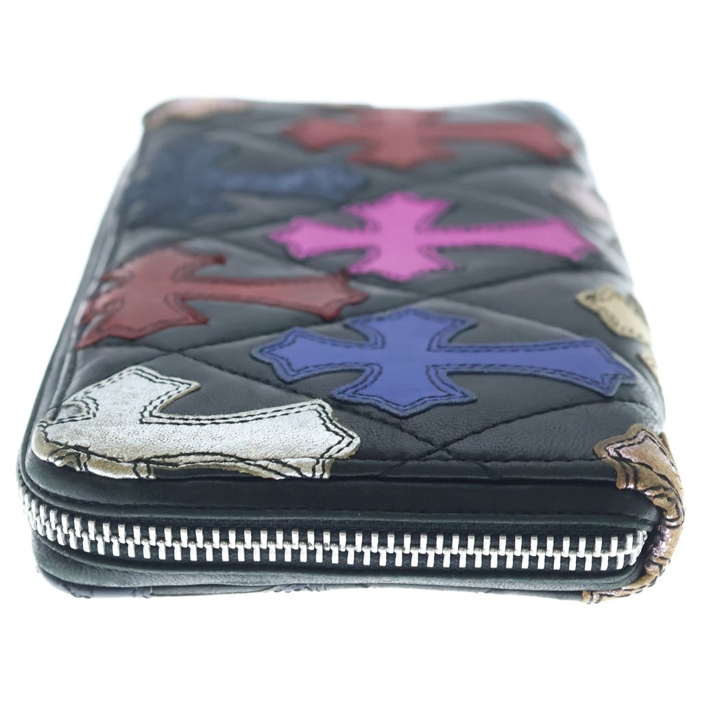 CHROME HEARTS(クロムハーツ) REC F ZIP QUILTED マルチセメタリークロスキルティング ウォレット 長財布 レザー ブラック/マルチカラー