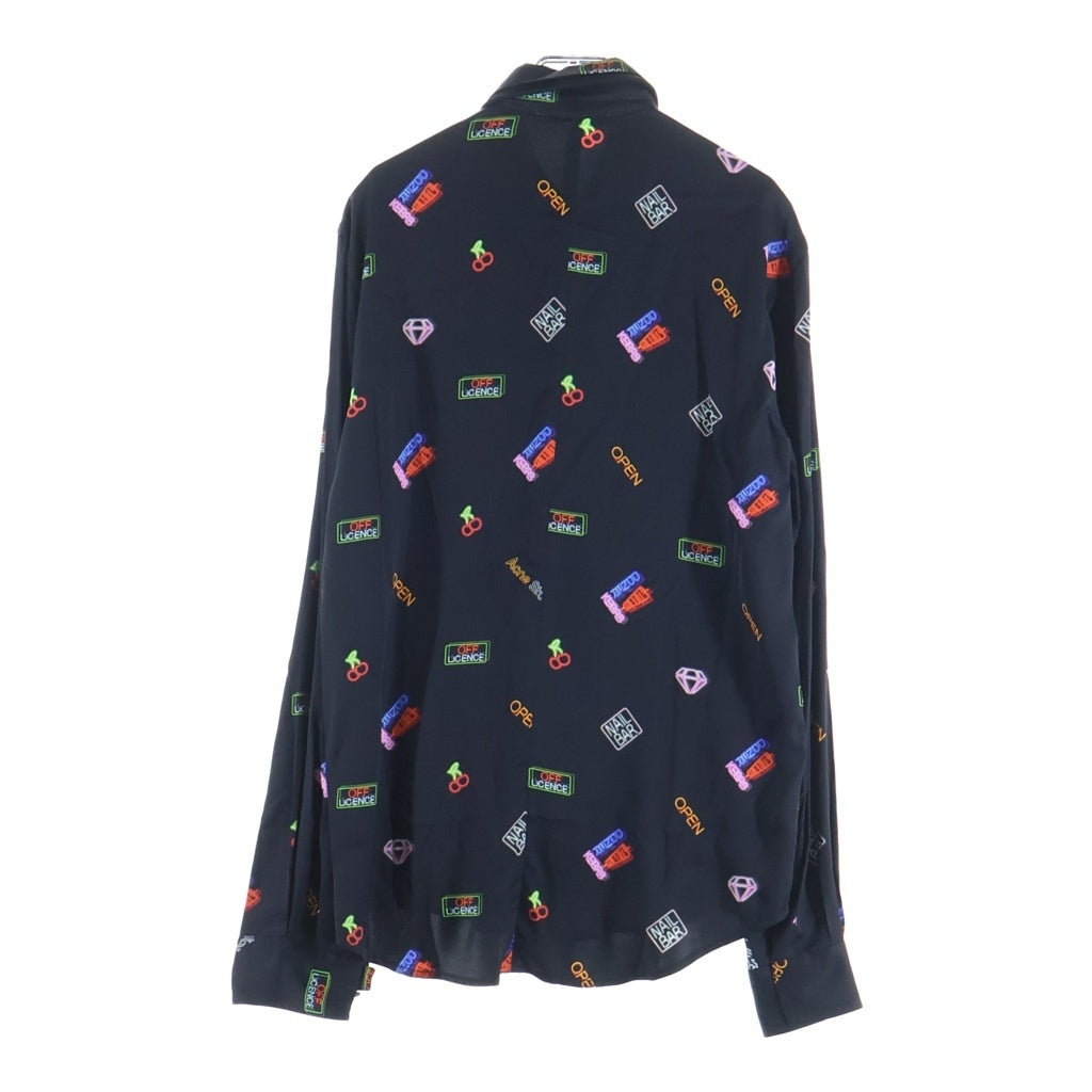 Acne Studios(アクネ ストゥディオズ) Yシャツ 長袖 ネオン柄 レーヨン ブラック #44 レディース